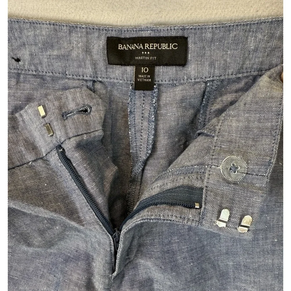 Banana Republic Women's Sz 10 Blue‎ Martin Fit Linen Blend Business Office Pants